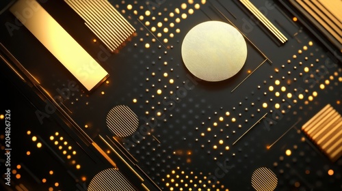 Dynamic golden circuit board patterns technology lab graphic design futuristic environment aerial view visual innovation