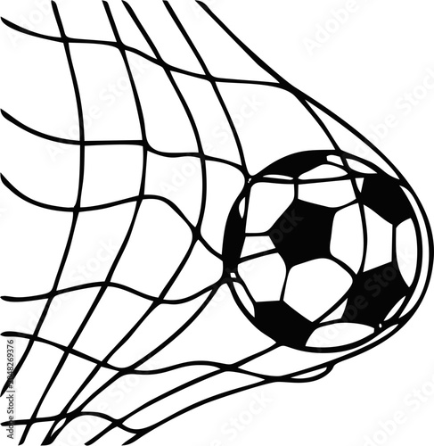 Soccer ball hitting the net, capturing the excitement of a perfect goal.