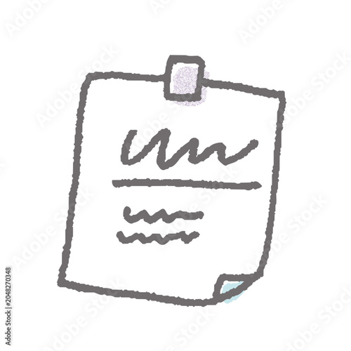 テープの貼られている一枚のメモのカラーイラスト