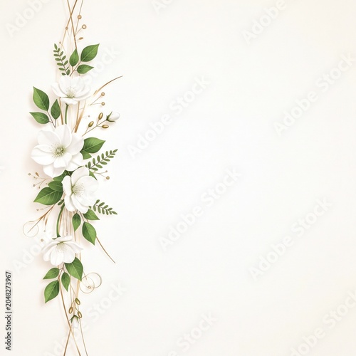 Elegant white floral arrangement with gold accents on white background