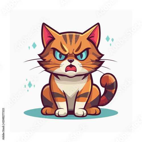 Cartoon angry cat illustration