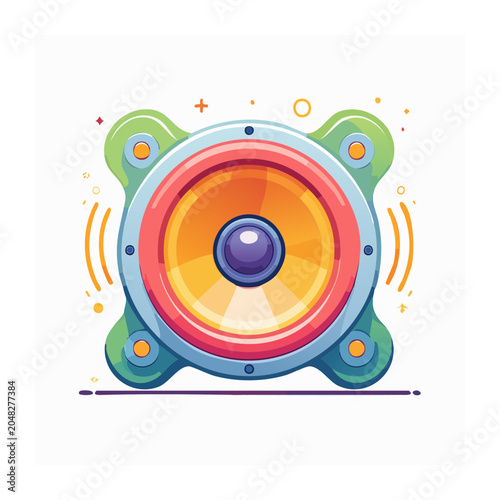 Colorful flat design illustration of a speaker