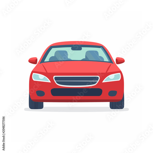 Flat design illustration of a red car front view
