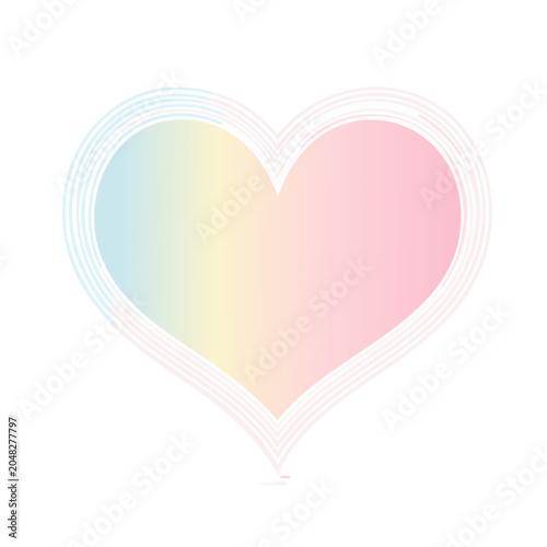 Pastel gradient heart with white outline