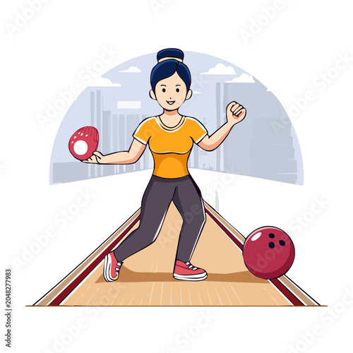Woman playing bowling