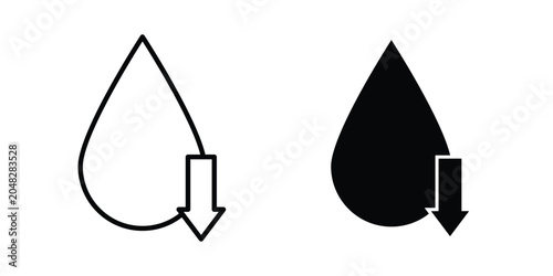 Obraz na płótnie Low water level icon pack in black vector type