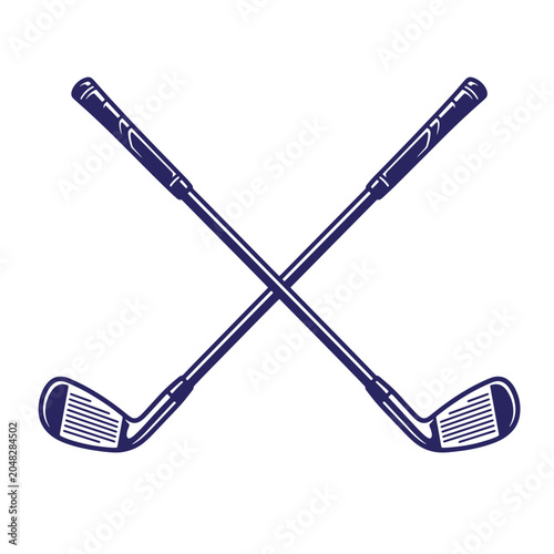 Professional golf clubs crossed vector illustration for sports equipment with equipment isolated recreation activity professional tournament championship template