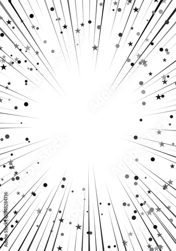 Black and gray starburst burst background with lines and stars vector graphic design element for celebration