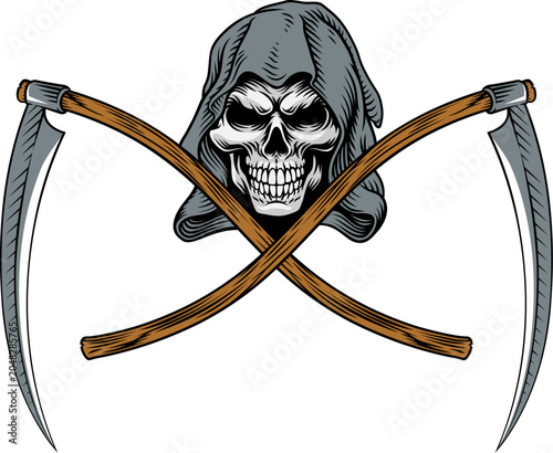 Grim reaper skull with cros...