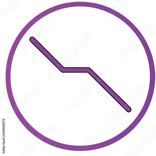 Minimalist declining line graph vector illustration with editable stroke, professional financial loss icon for business reports, adjustable stroke weight thin line art for data analysis.