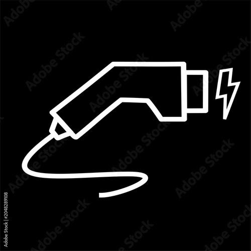 Charger connector icon, electric car charging plug sign.  Vector graphic, not Artificial Intelligence, logo illustration. Replaceable vector design.