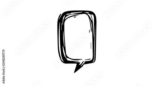 Hand Drawn Sketch Rectangular Speech Bubble Comic Aesthetic Communication Graphic Element