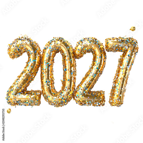 Luxury Happy New Year 2027 Concept with 3D Interlocking Golden Numbers