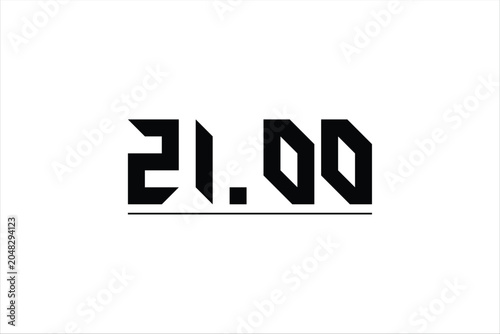 Modern geometric typography of number 21.00, bold abstract font design
