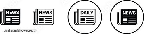 Newspaper icon vector isolated on white background for journalism, media publishing, and editorial communication projects.