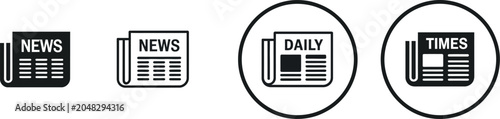 Newspaper icon vector isolated on white background for journalism, media publishing, and editorial communication projects.