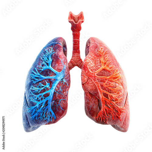 Professional 3D Human Lungs Medical Illustration Showing Evidence Visual