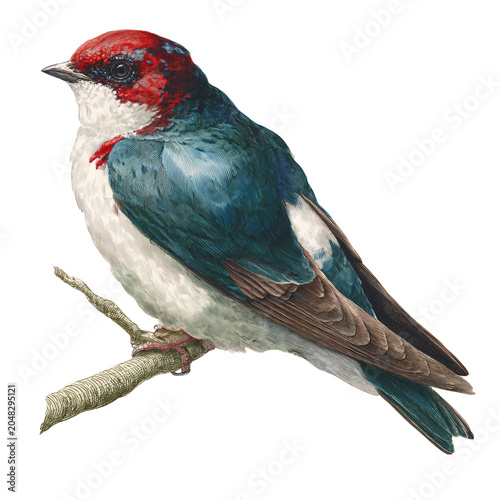 Beautiful Bird Illustration Drawing on White Background for Professional Designs