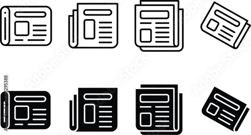 Newspaper icon vector isolated on white background for media publishing, journalism, and editorial communication design.