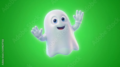 Smiling Cartoon Ghost Character Animation.
