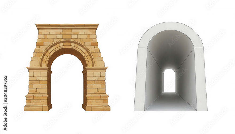 Fototapeta premium Stone Architectural Archway and Modern Tunnel Entrance