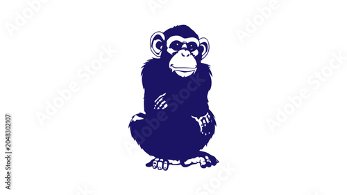 Canvas Print Cute Cartoon Monkey Character Vector Illustration on White Background
