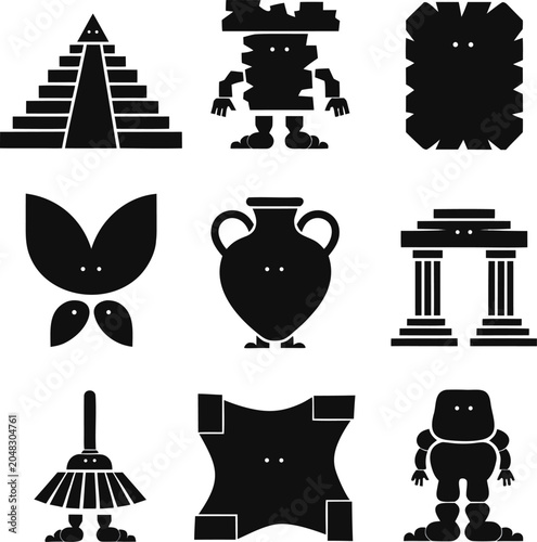 Obraz na płótnie Set of ancient civilization and historic object icons with civilization archaeol