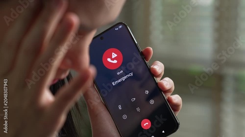 Sick woman calling emergency number for ambulance