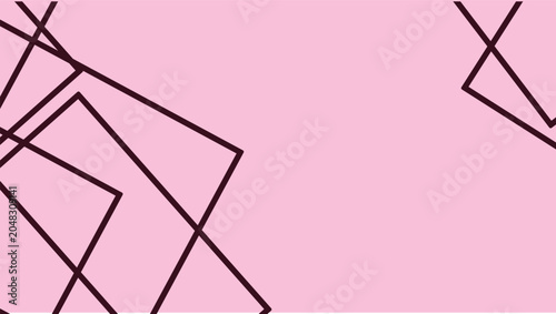 Schilderij op canvas Abstract pink background with overlapping black geometric squares and rectangles