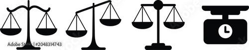 Картината върху платно Scales Icons Featuring Law Scale Icon, Scales Vector Icon, and Justice Symbol fo