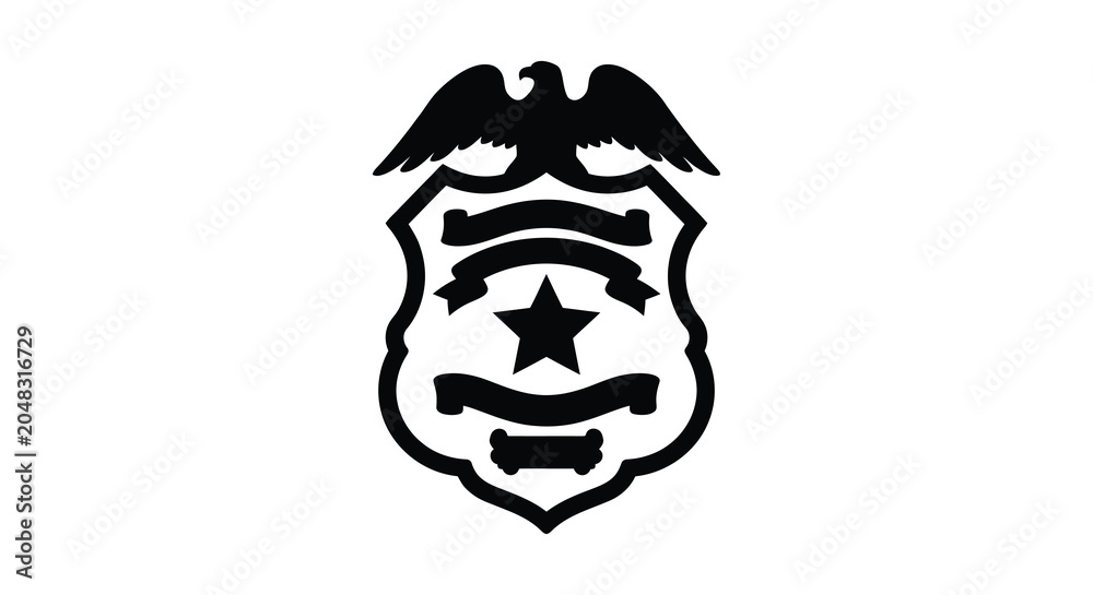 Fototapeta premium Police Badge With Eagle Emblem Black Silhouette