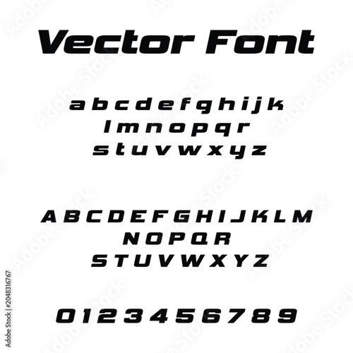 Modern futuristic vector font alphabet and numbers
