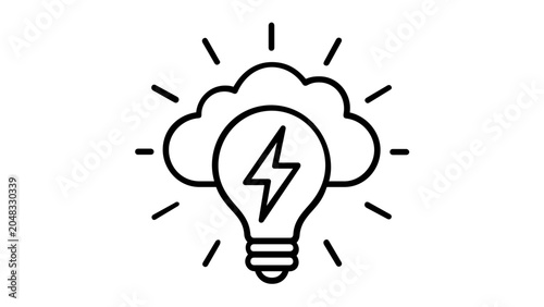 Modern lightbulb vector icon illustration for bright idea generation, innovation discovery, creative solution finding, and professional business inspiration in minimalist line art style.