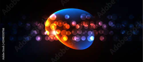 Cuadro en lienzo Bright sphere emits colorful lights against dark background