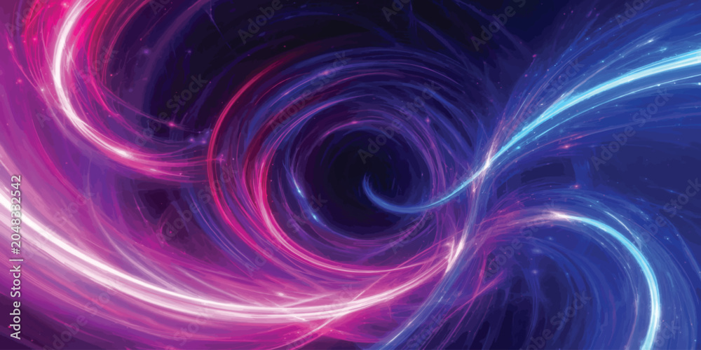 Fototapeta premium Abstract cosmic vortex background with pink and blue swirling light trails abstract background futuristic illuminated particle composition wallpaper technique