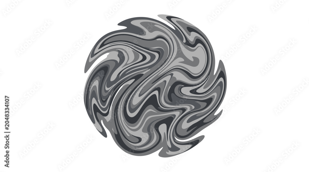 Obraz premium Circular vortex shape with monochrome spiral swirl patterns.