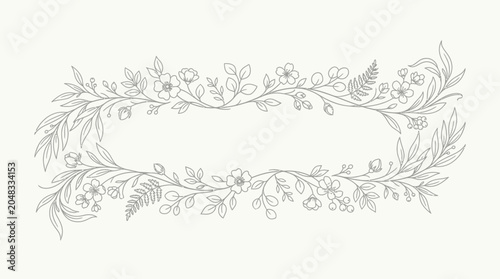 Elegant floral wreath design with leaves and flowers.