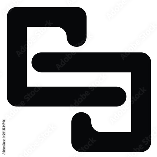 Modern Abstract C and S Shaped Icon Minimalist Flow Symbol Connection Path Logo Element  Black Vector Graphic