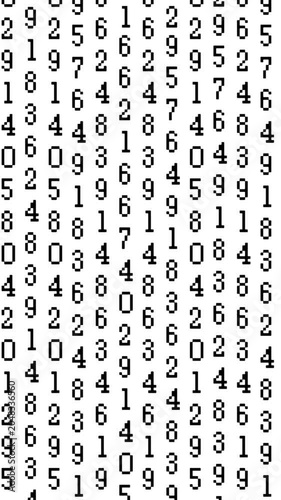 [Vertical 9:16 for social media]A string of numbers, a cyber  hacker-like background, simple black and white.