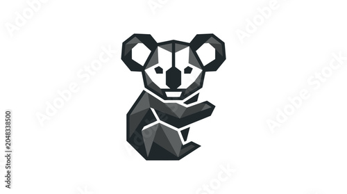 Geometric low poly koala bear animal icon.
