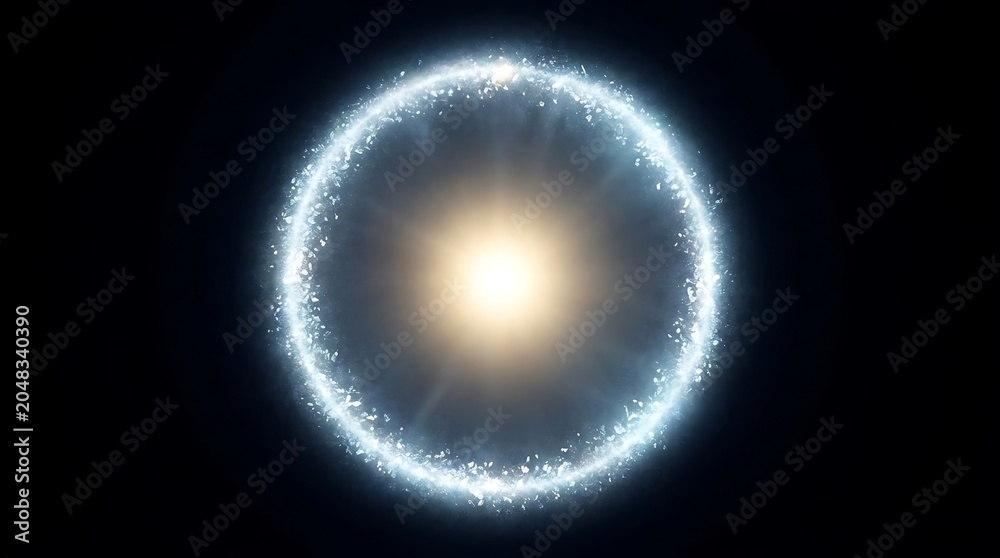 Fototapeta premium Luminous Frost Halo Flare Ring with Bright Center Light