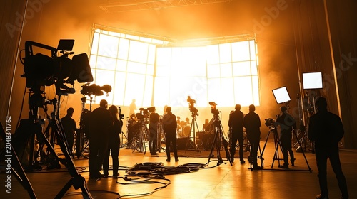 Behind The Scenes Film Crew During Studio Shooting Session