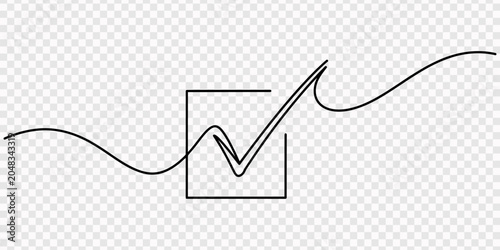 Принти на полотні Checkmark appearing inside checkbox on continuous line
