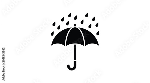 Fotografie Umbrella With Raindrops Black Silhouette rain weather