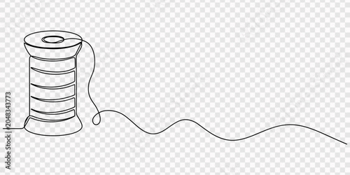 Billede på lærred Minimalist line art of a spool of thread with needle and stitch