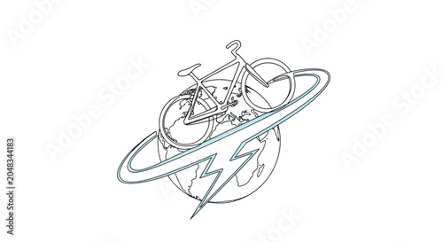 Electric Bike Cycling Global Orbit Energy Lightning Symbol