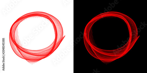 Abstract red smoke circle wave frame design element on transparent background for creative advertising projects and digital art concepts.