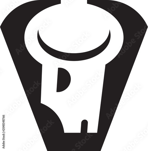 Letter V Bull Head Profile Vector Logo Art 