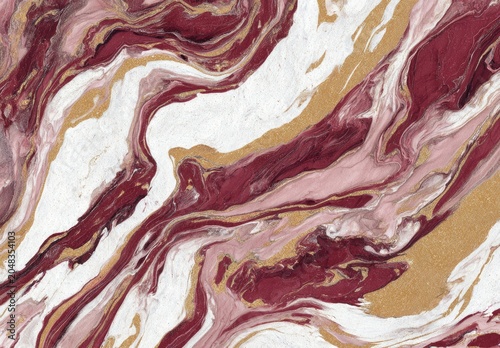 Swirling, marbled background with flowing veins in varying shades of burgundy, gold, rose, and white. This textured design is abstract and elegant