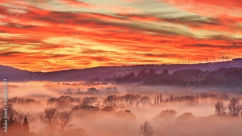 Wonderful Morning mist Landscape in The Manawatu New Zealand